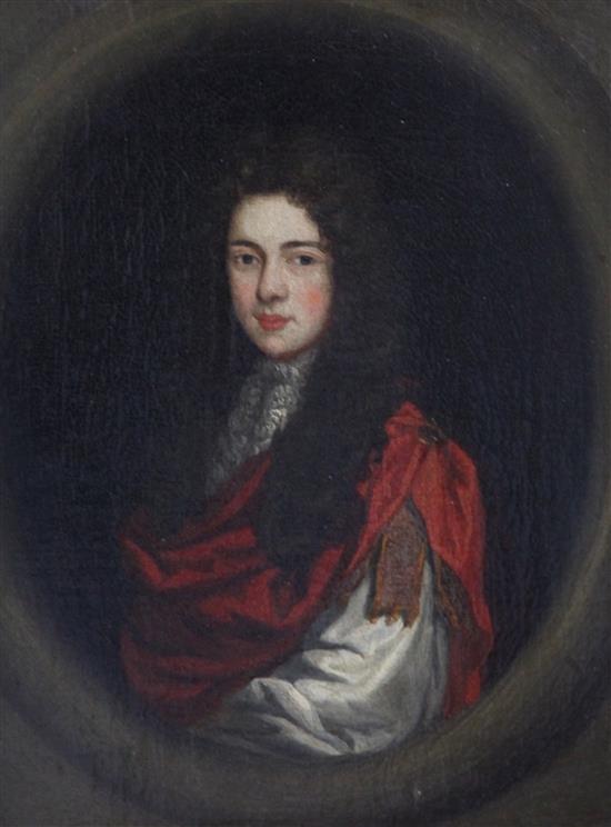 After Sir Godfrey Kneller (1648-1723) Portrait of Wortley Montague (1650-1727) 8.5 x 6.25in.